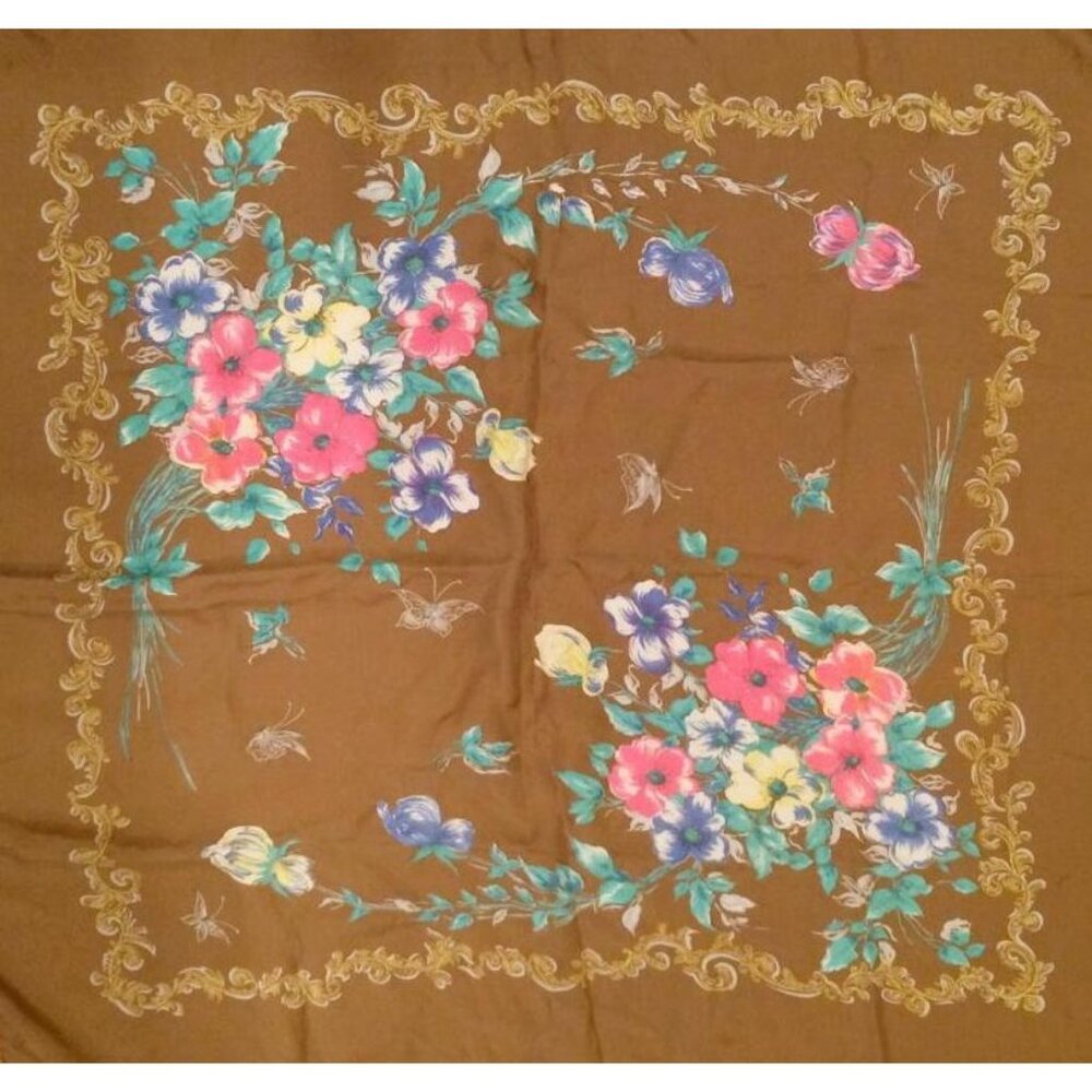 Vintage Scarf Beautiful Floral Hand-painted Silk Delicate Fine Accessories
